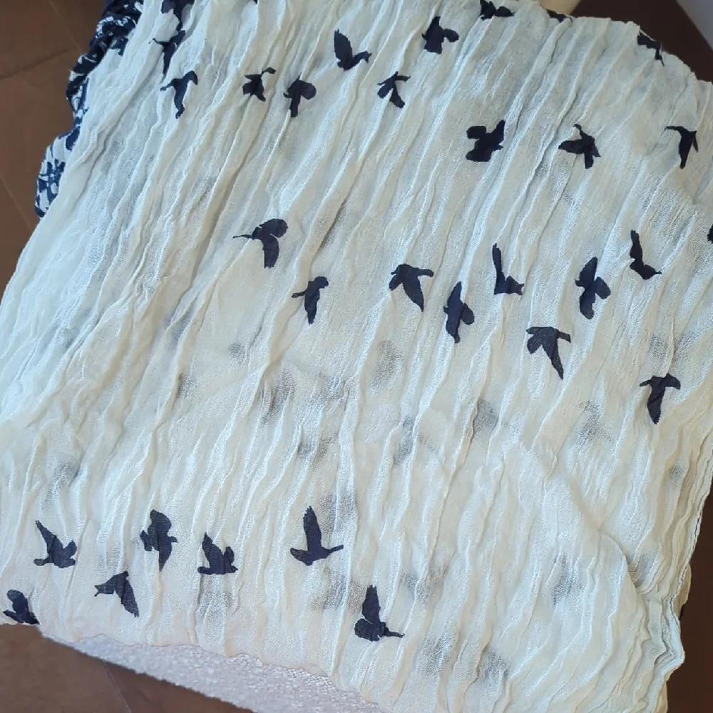 Navy Blue and White Infinity Scarf - Picture 3 of 5